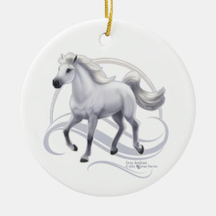 Grey Arabian Horse Ceramic Tree Decoration