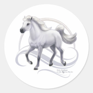 Grey Arabian Horse Classic Round Sticker
