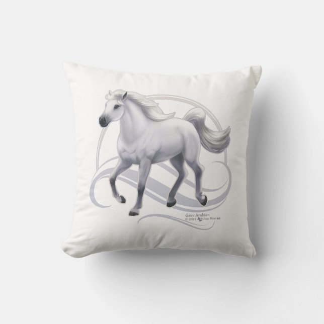 Grey Arabian Horse Cushion (Front)