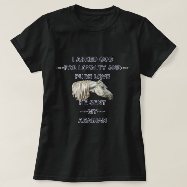 Grey Arabian Horse T-Shirt (Design Front)