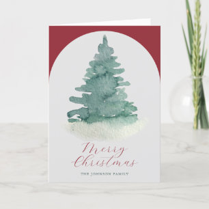 Grey Arch Green Christmas Tree Holiday Card