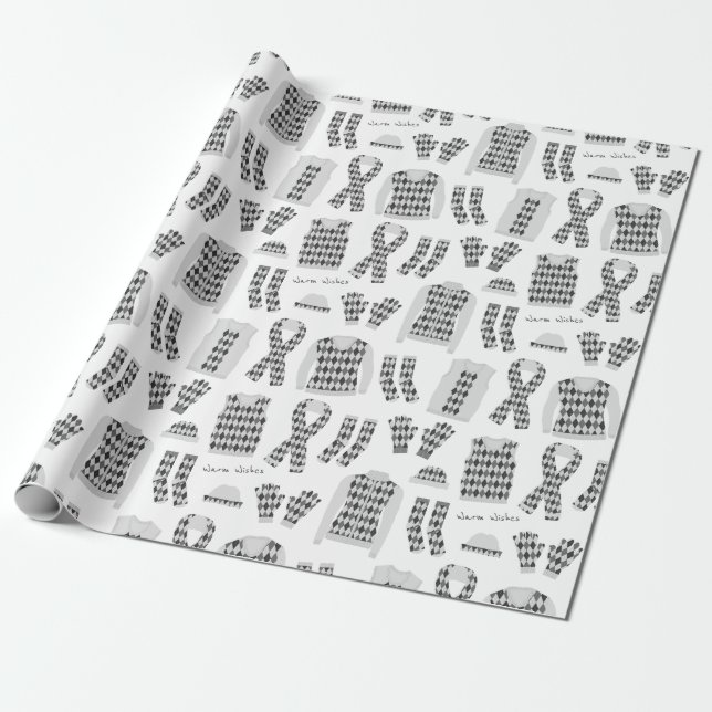 Grey Argyle Pattern Items Wrapping Paper - Large (Unrolled)
