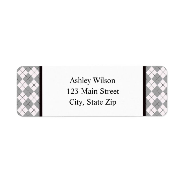 Grey Argyle Return Address Labels (Front)