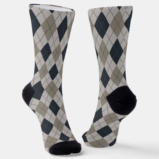 Grey Argyle  Socks (Angled)