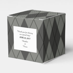 Grey Argyle Wedding Favour Boxes