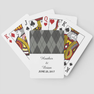 Grey Argyle Wedding Playing Cards