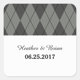 Grey Argyle Wedding Stickers