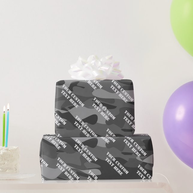 Grey army camo camouflage pattern custom Birthday Wrapping Paper (Party Gifts)