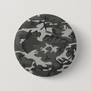 Grey army camouflage 6 cm round badge