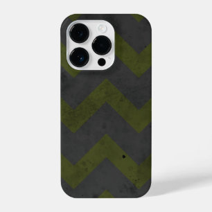 Grey army green vintage chevron pattern lines iPhone 14 pro case