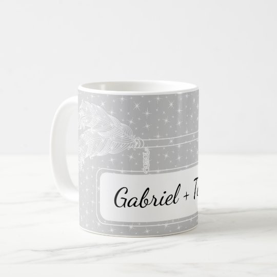 Grey Arrow Sign Love Wedding Anniversary Names Coffee Mug