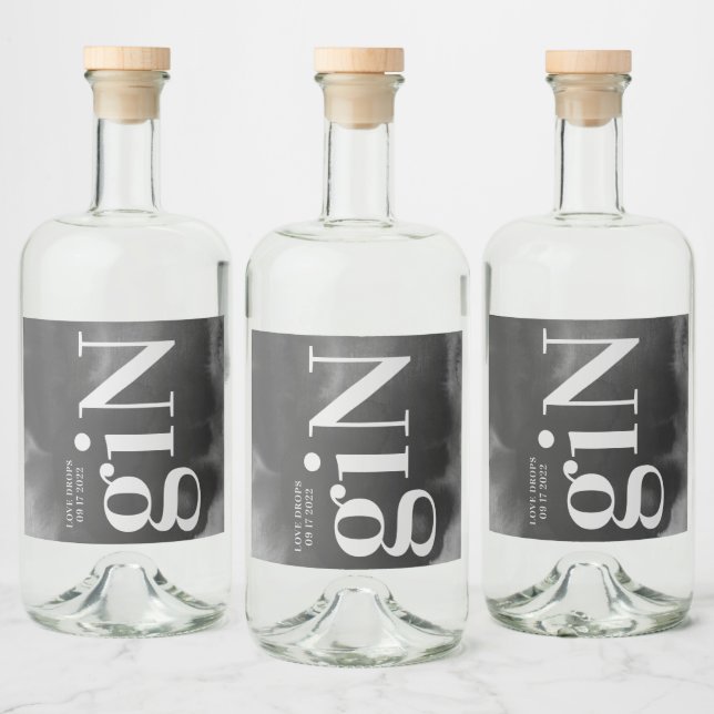 Grey Art Big Monogram Modern Bold Simple Wedding Liquor Bottle Label (Bottles)