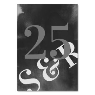 Grey Art Big Monogram Modern Bold Simple Wedding Table Number