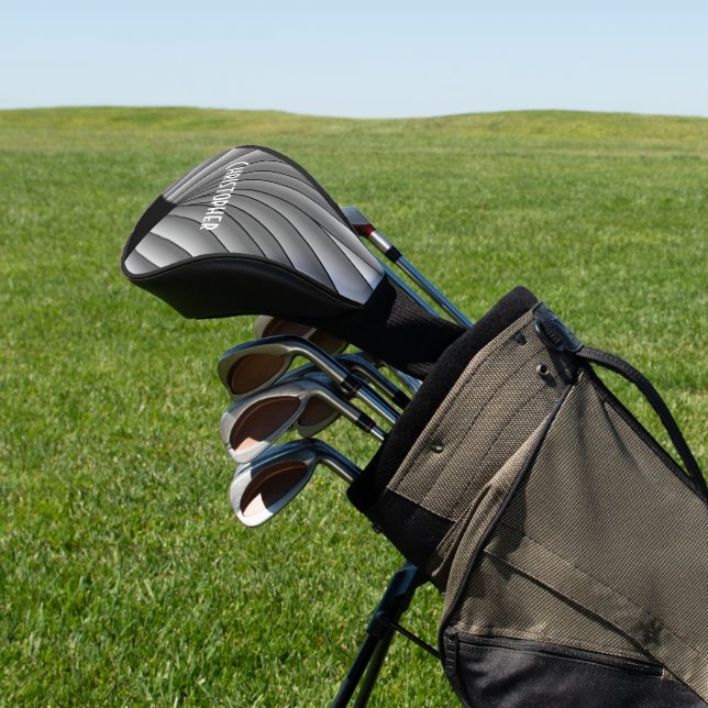 Grey Art Deco Design Golf Head Cover (In Situ)