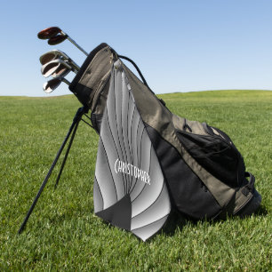 Grey Art Deco Design Personalised Golf Towel