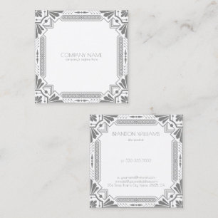 Grey Art Deco Frame Square Business Card