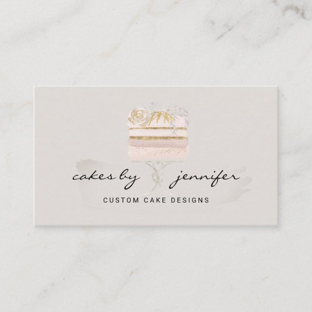 Grey artisan wedding cake event catering business card (Front)