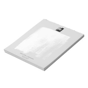 Grey Artistic Formal Monogram Name Unique Elegant Notepad