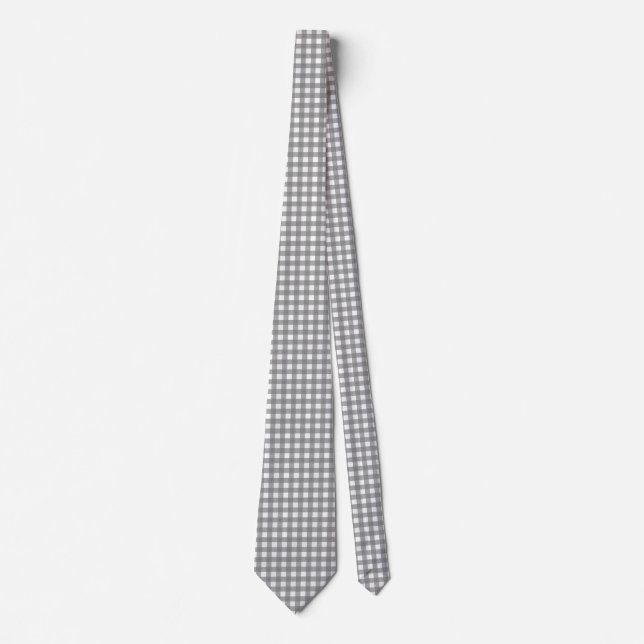  Grey Ash Gingham Check   Tie (Front)