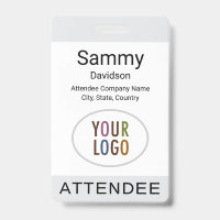 Grey Attendee Badge Event Logo Clip Lanyard Reel