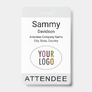 Grey Attendee Badge Event Logo Clip Lanyard Reel ID Badge