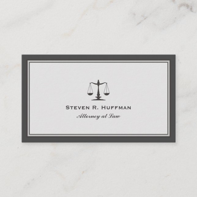 Grey Attorney  Justice Scale Professional Business Card (Front)