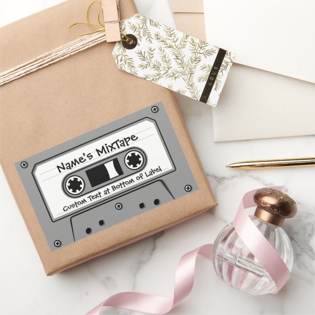 Grey Audio Cassette Tap Rectangular Sticker (Gifting)
