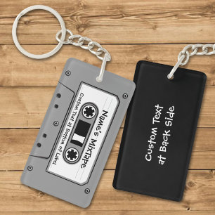 Grey Audio Cassette Tape Key Ring
