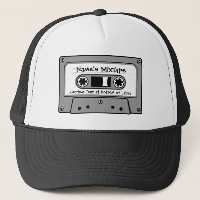Grey Audio Cassette Tape Trucker Hat (Front)