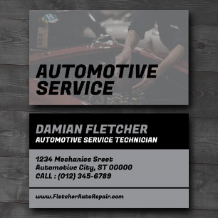 Grey Automotive Service Technician Business Card