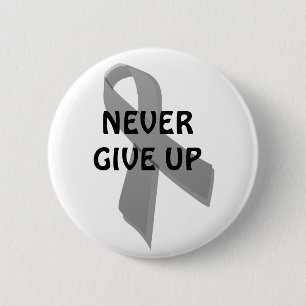 grey awareness ribbon 6 cm round badge