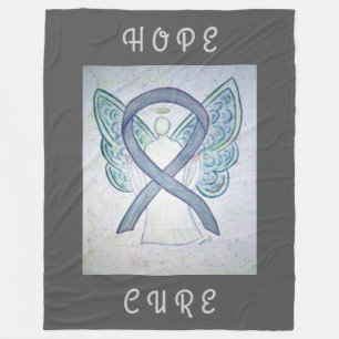 Grey Awareness Ribbon Angel Brain Cancer Blanket