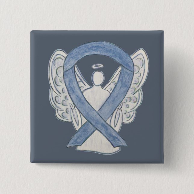 Grey Awareness Ribbon Angel Custom Art Pins (Front)