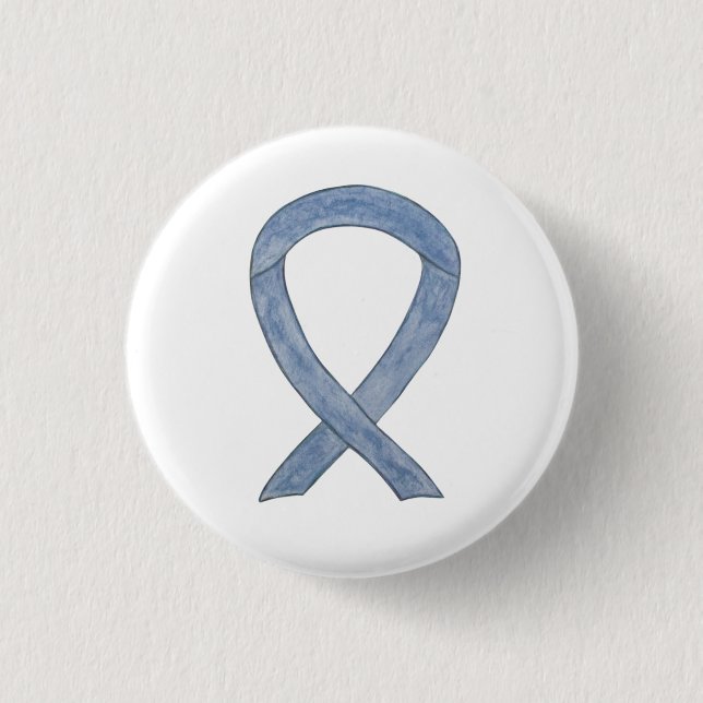Grey Awareness Ribbon Custom Art Pins (Front)