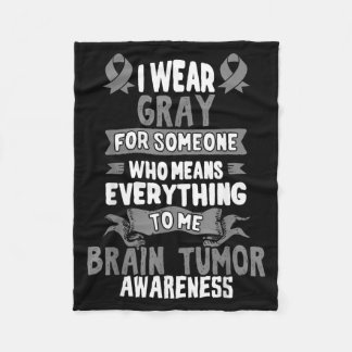 Grey Awareness Ribbon - Gift For Brain Cancer Fleece Blanket