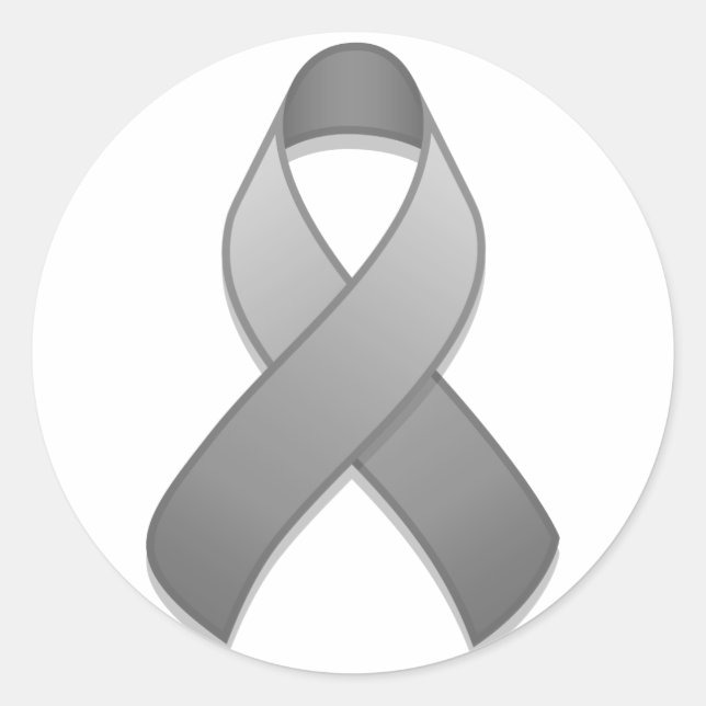 Grey Awareness Ribbon Round Sticker (Front)