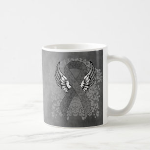 Grey Awareness Ribbon with Wings Coffee Mug