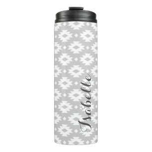 Grey Aztec Monogram Thermal Tumbler