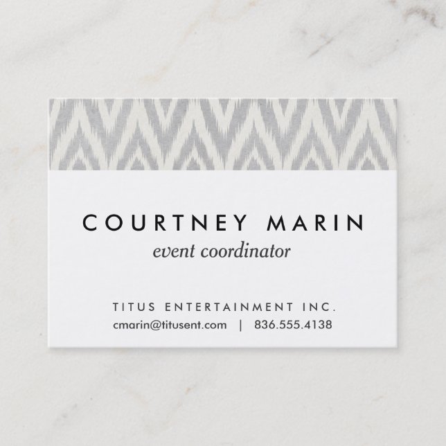 Grey Aztec Pastel Watercolor Ikat Soft Geometric Business Card (Front)