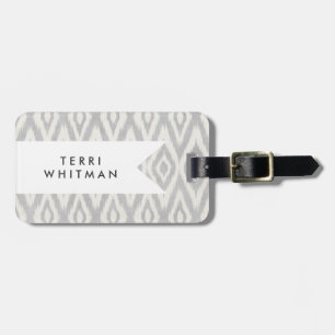 Grey Aztec Pastel Watercolor Ikat Soft Geometric Luggage Tag