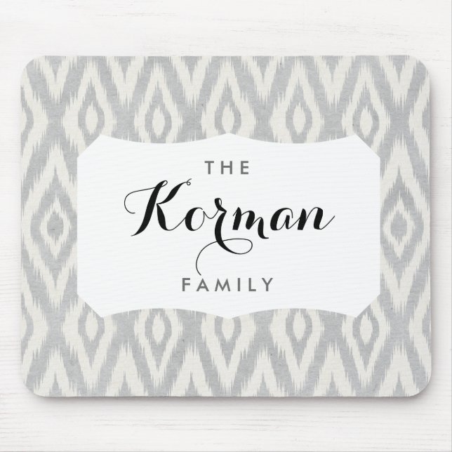 Grey Aztec Pastel Watercolor Ikat Soft Geometric Mouse Mat (Front)