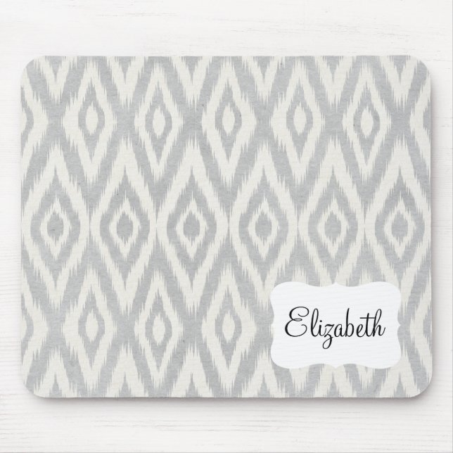 Grey Aztec Pastel Watercolor Ikat Soft Geometric Mouse Mat (Front)