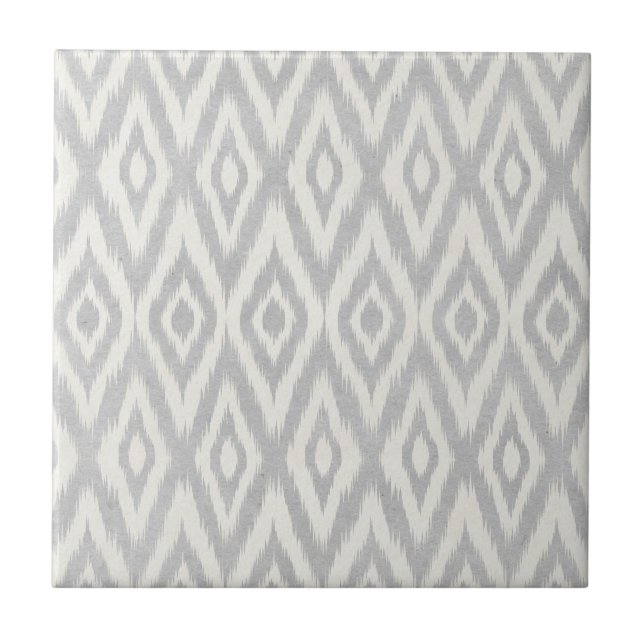 Grey Aztec Pastel Watercolor Ikat Soft Geometric Tile (Front)