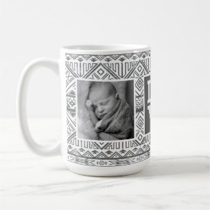Grey Aztec Pattern   LOVE with Photos Coffee Mug
