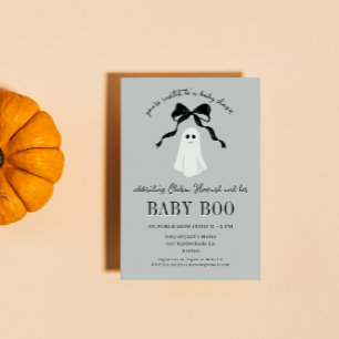 Grey Baby Boo Ghost Halloween Baby Shower Invitation