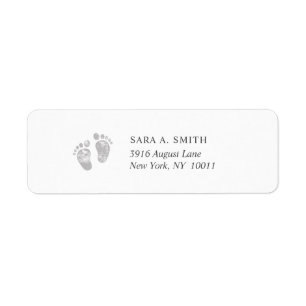 Grey Baby Footprint Return Address Label