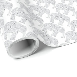 Grey Baby Love Elephant Gift Wrap