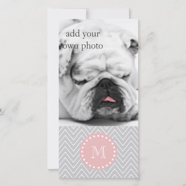 Grey Baby Pink Modern Chevron Custom Monogram (Front)