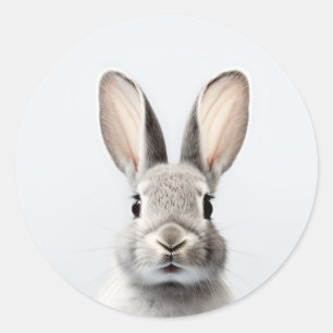 Grey Baby Rabbit Classic Round Sticker