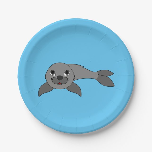 Grey Baby Seal Paper Plate (Front)